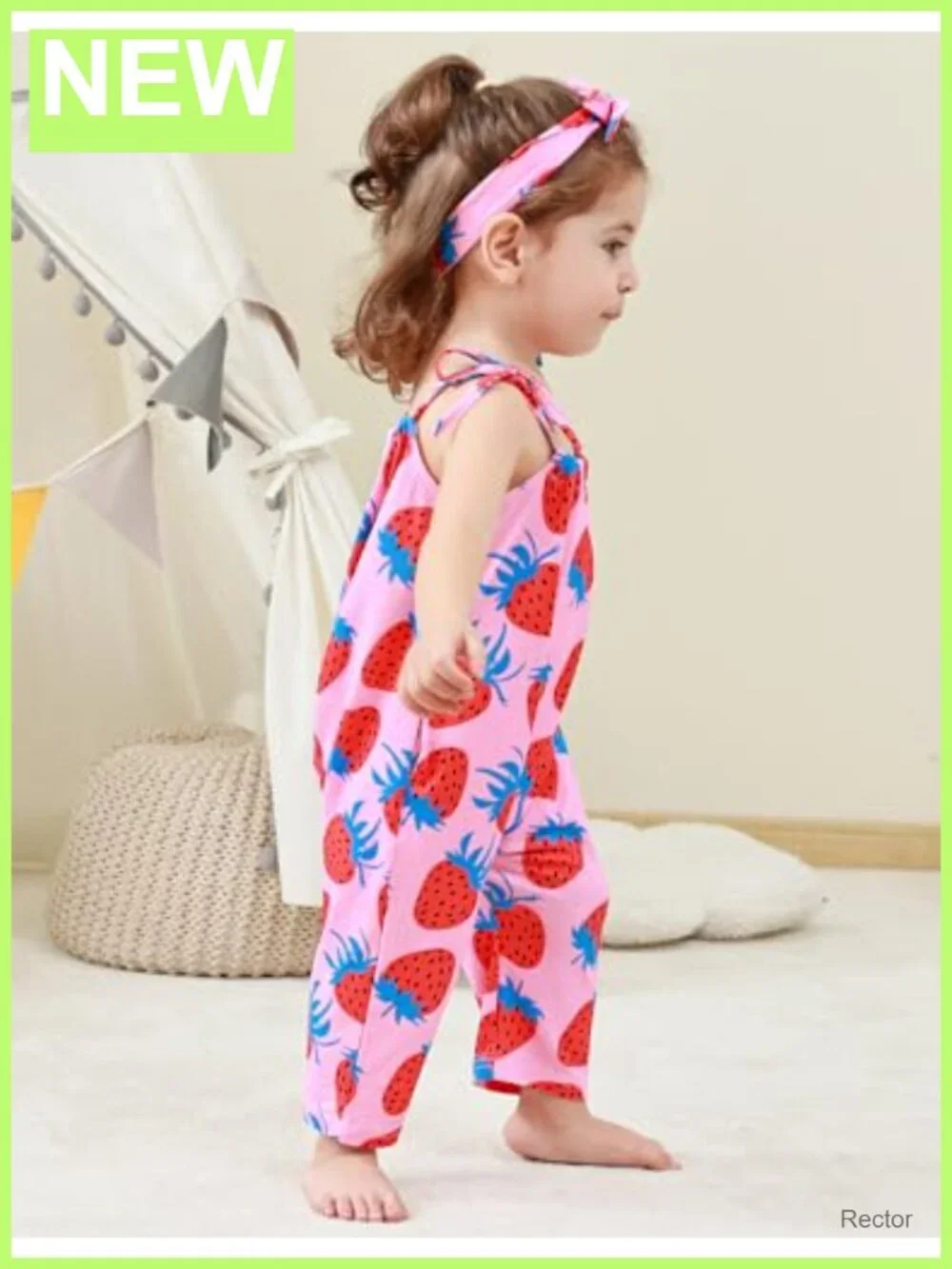 Toddler Girls Romper Jumpsuit Sleeveless Tie-Up Strap Summer Outfit with